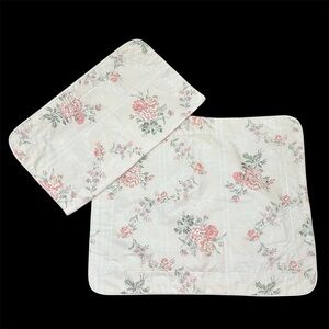 Set of 2 VTG Laura Ashley Padded Standard Pillow Shams Pink Rose Bouquets Peach